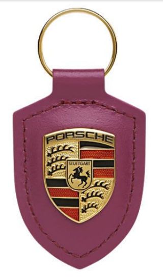 Picture of Crest Keyring Leather Ruby