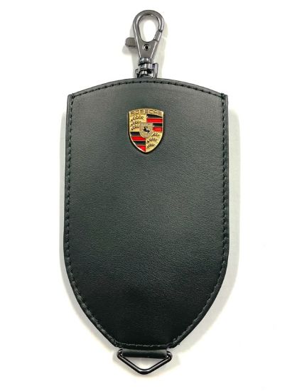 Picture of Key Pouch, Crest, Leather, Black